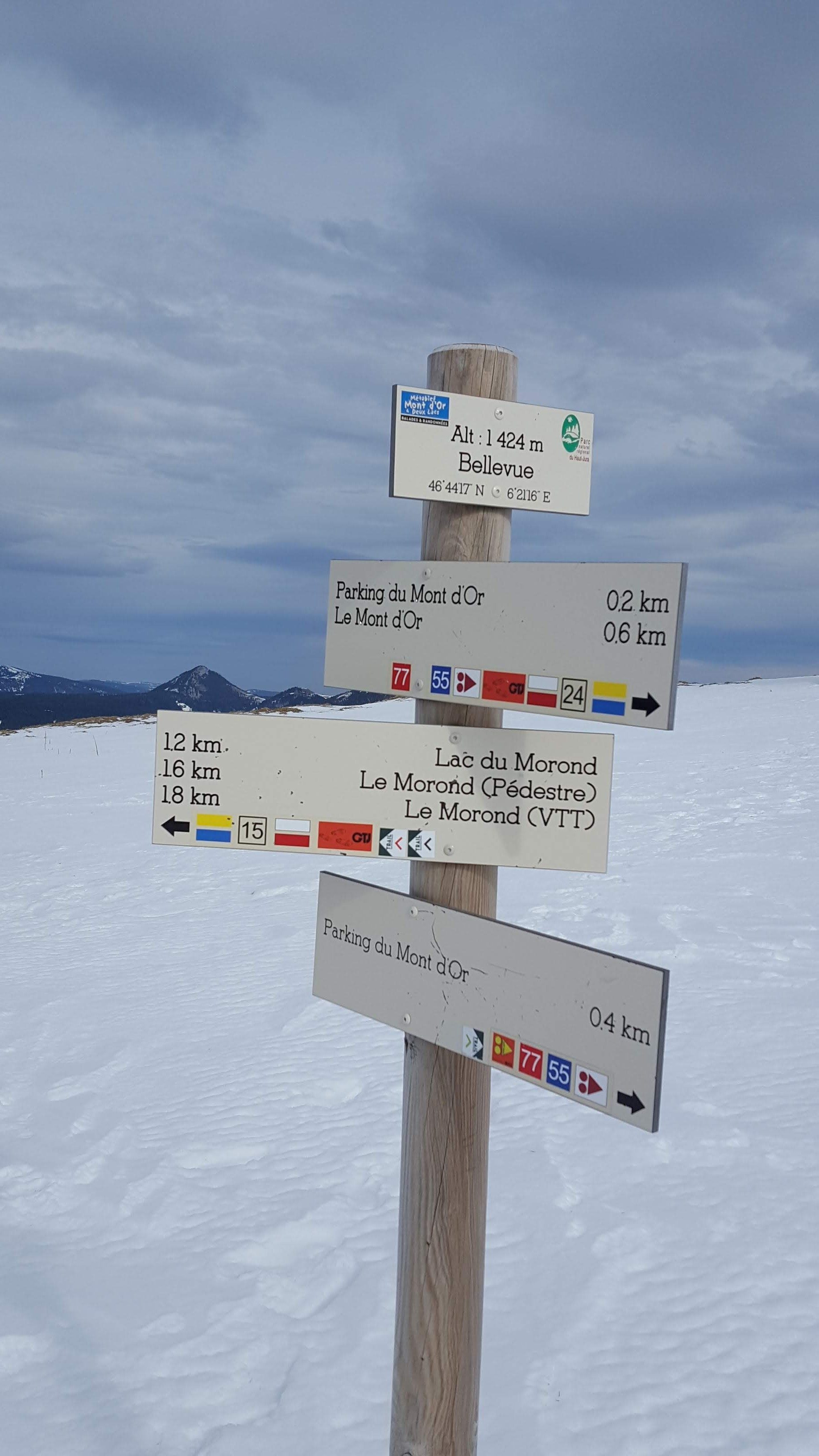  5 bonnes raisons de tester la Grande Traversée du Jura/aufildeslieux.fr/ Panneaux itinéraires de randonnées en raquette©K.Hibbs