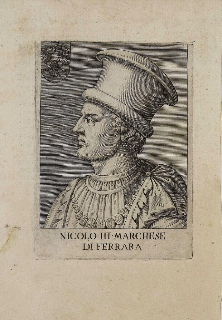 De Ferrare au delta du Pô/www.aufildeslieux.fr/ Gravure de Niccolo III d'Este-Auteur inconnu - Photo© CommonsWikimedia 