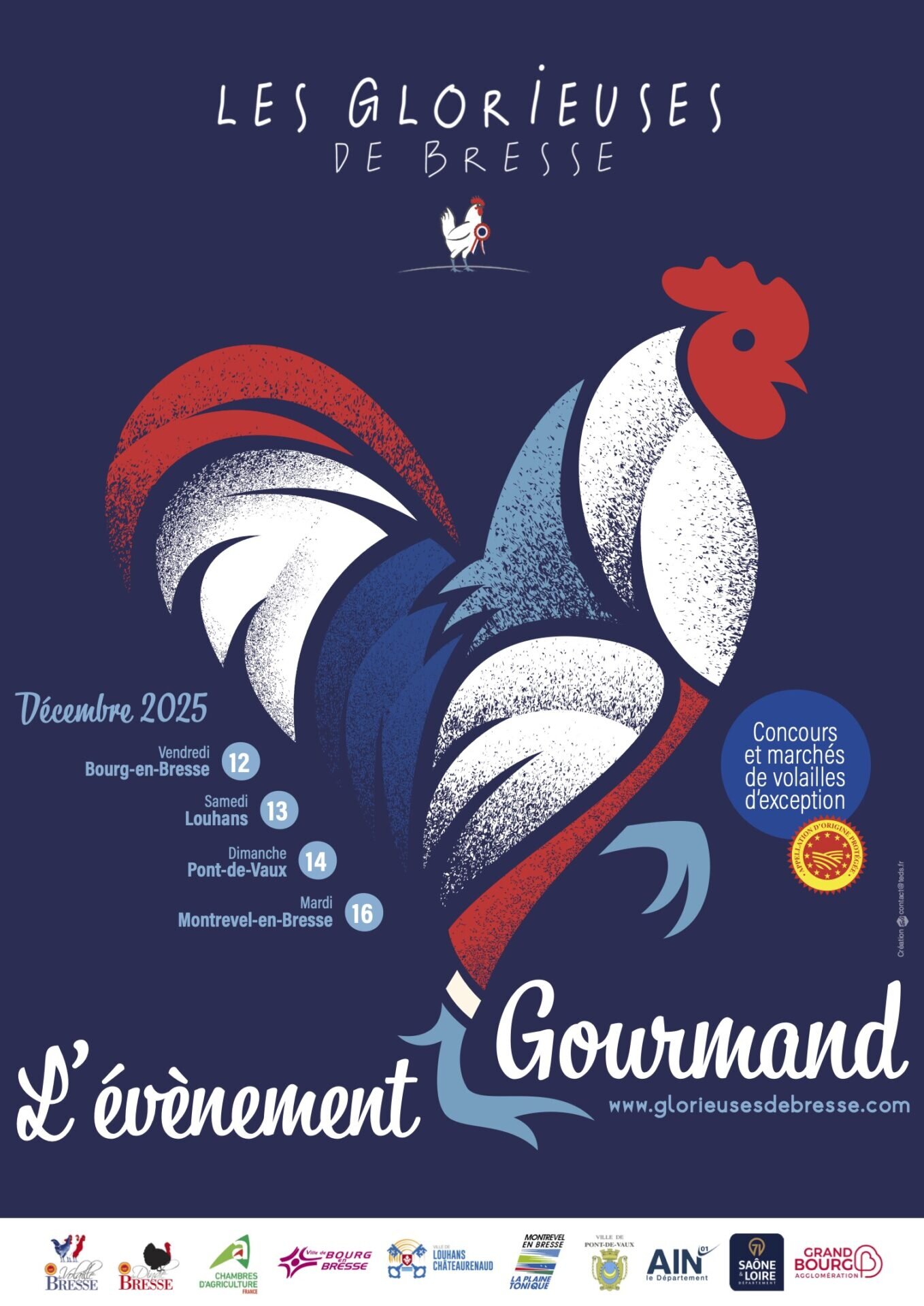 48 heures dans l'Ain pour un parcours d'excellence/www.aufildeslieux.fr/Affiche des Glorieuses, édition 2025 -DR