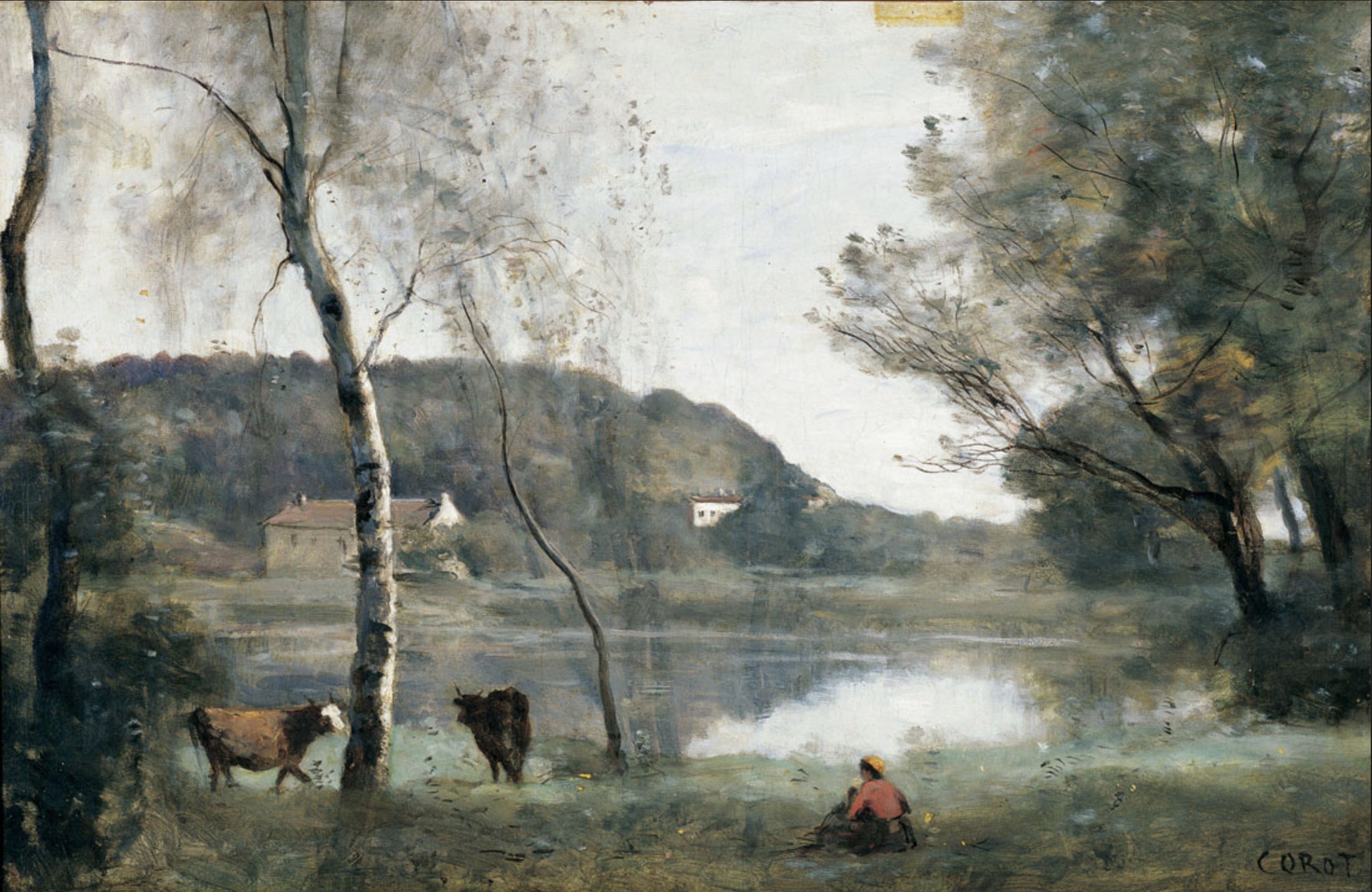 Les Etangs de Corot ****/www.aufildeslieux.fr/L'étang de Ville-d'Avray - Peinture de Jean-Baptiste Camille Corot ( 1796-1875)