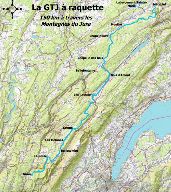  5 bonnes raisons de tester la Grande Traversée du Jura/aufildeslieux.fr/ Carte GTJ à raquette ©GTJ