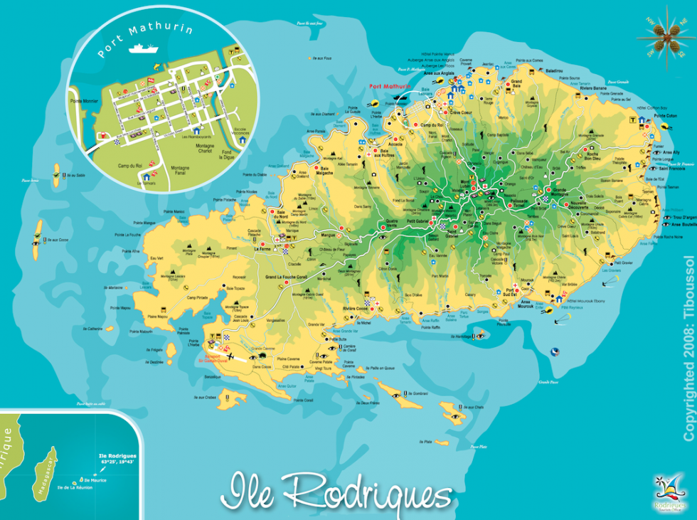 Carte De Lîle Rodrigues Au Fil Des Lieux