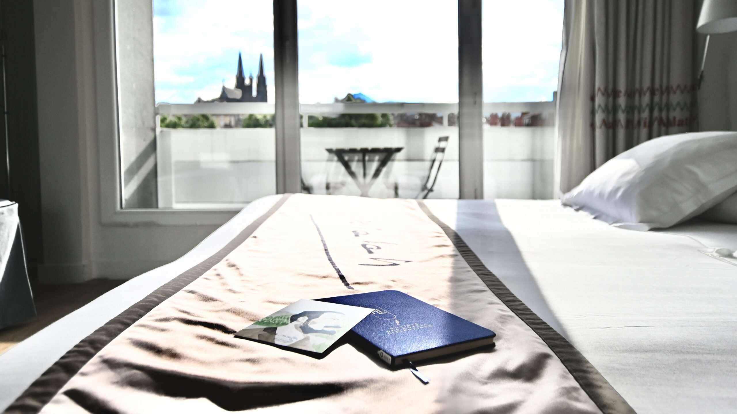 Clermont-Ferrand, entre volcans et patrimoine historique-www.aufildeslieux.fr/Chambre de l'hôtel littéraire Alexandre Vialatte avec vue sur la cathédrale de Clermont © Elsa Hibbs