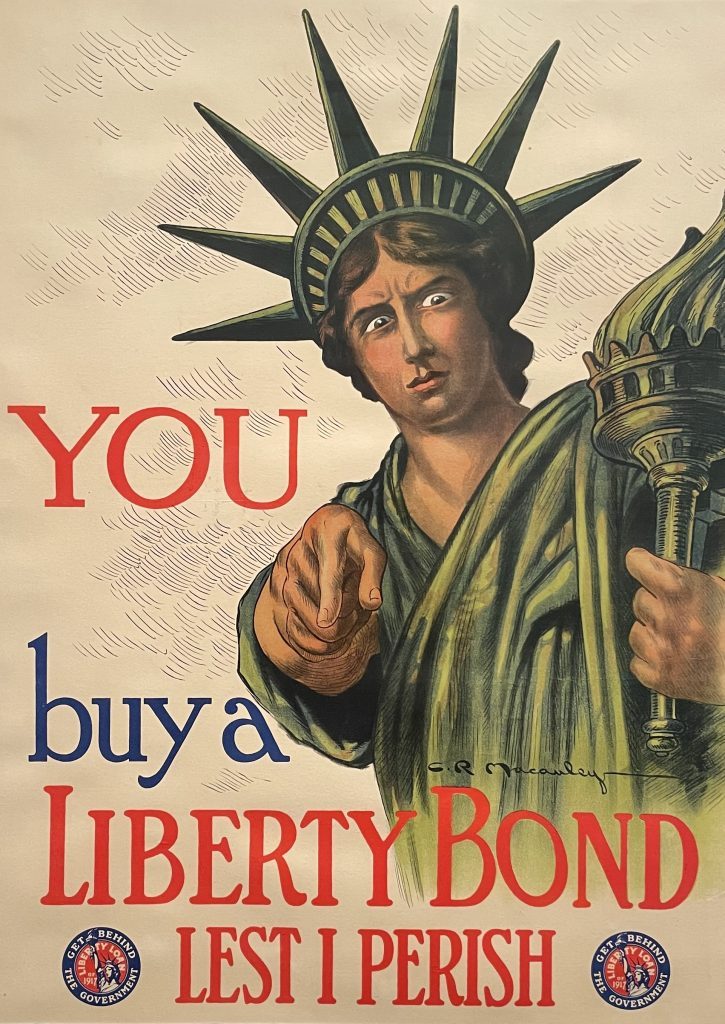Art Déco France-Amérique du Nord/aufildeslieux.fr/ Affiche publicitaire Liberty Bond de 1917 -Photo © K.Hibbs