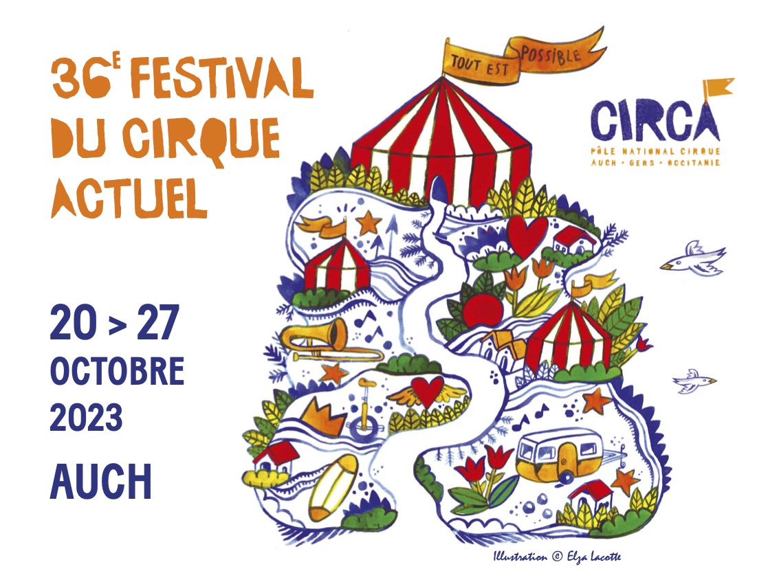 36 ème Festival du Cirque Actuel/aufildeslieux.fr/ Affiche de la 36 ème édition du festival © Elza Lacotte