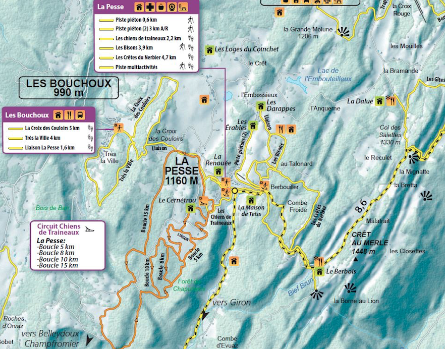 dépaysement dans le Haut-Jura: Carte des Hautes Combes