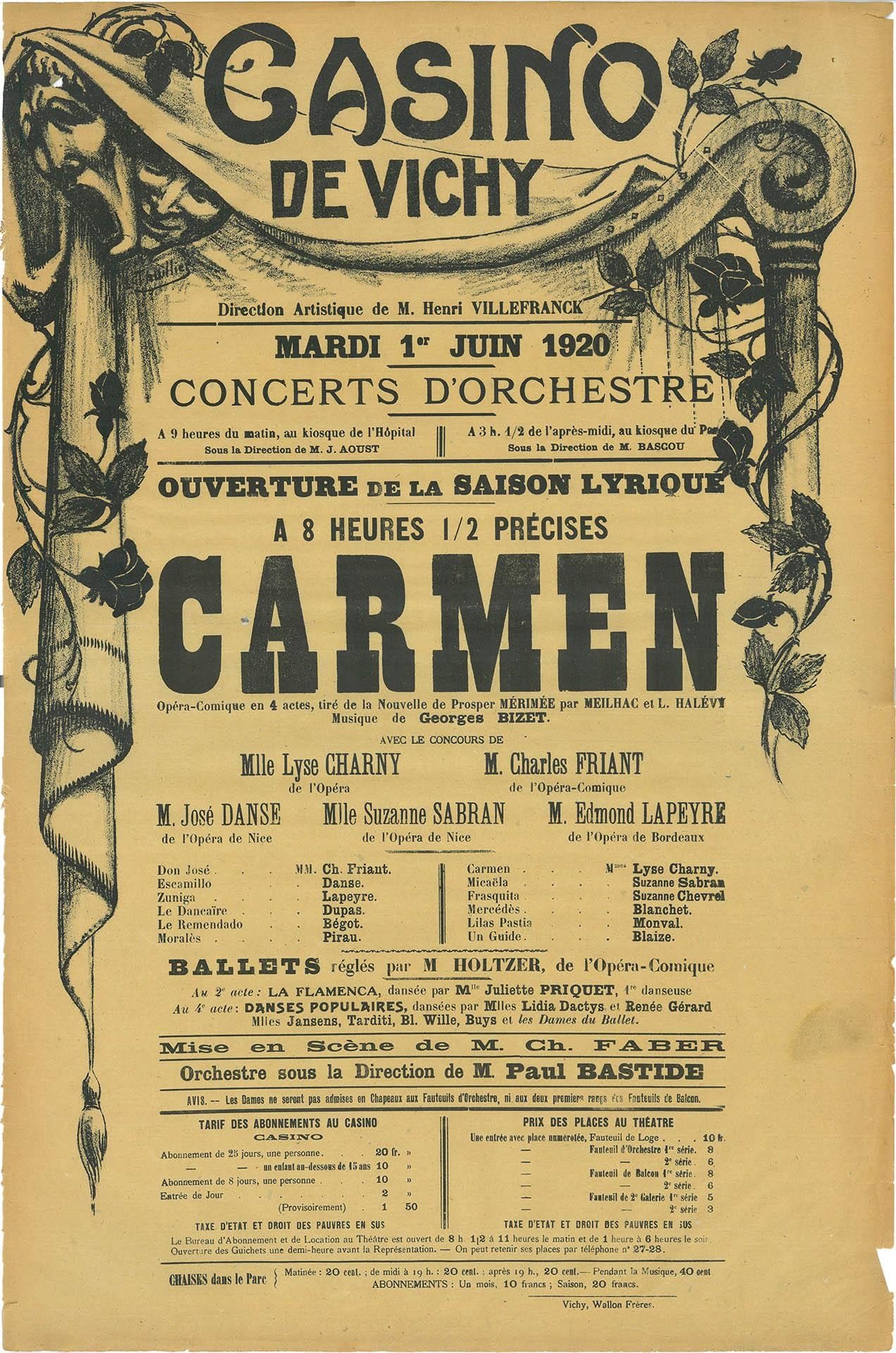 Vichy la magnifique/ aufildeslieux.fr/Carmen de Georges Bizet©Musée de l'Opéra de Vichy